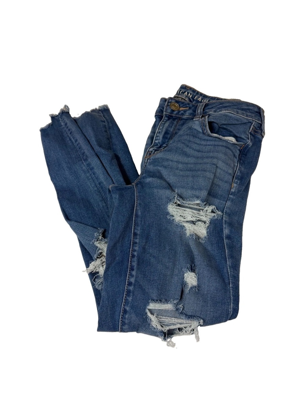 American Eagle Women’s Size 6 SHORT Jegging Jeans Medium Wash Distressed #4338